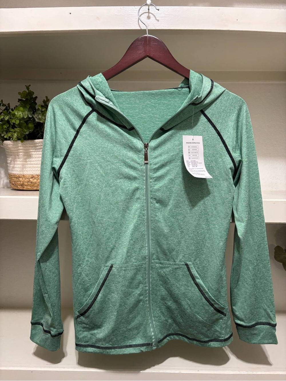 Women's Mint Green Hooded Utility Jacket - Lightweight Zip Front